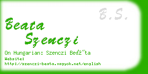 beata szenczi business card